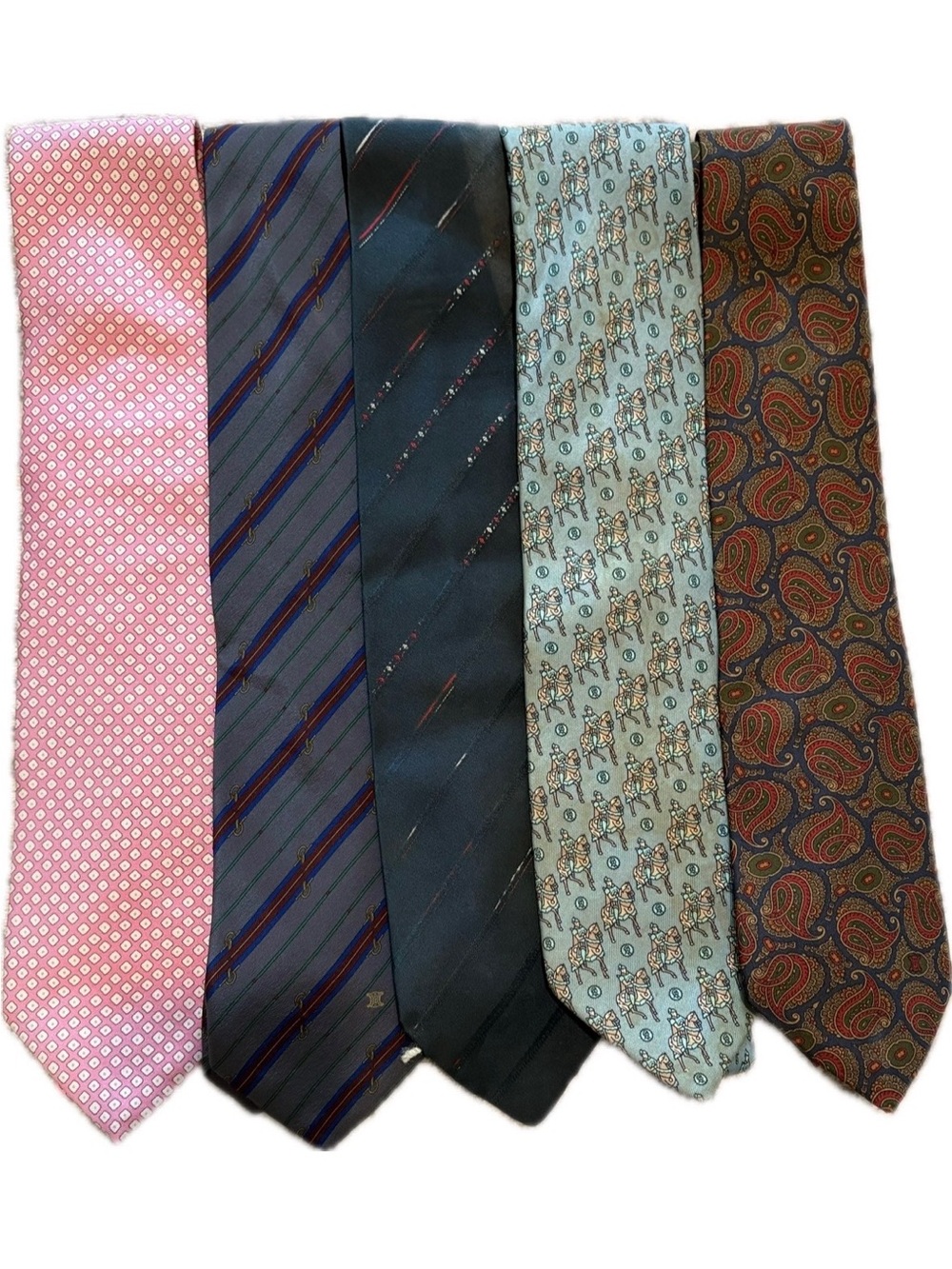 Celine, Loewe, Chanel, Dunhil Men's Silk Tie - Multi-Color Set of 5